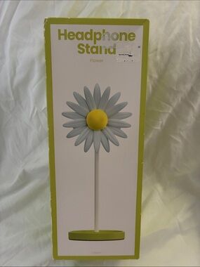 Flower Headphone Stand - light blue Petals with Yellow Centerbany